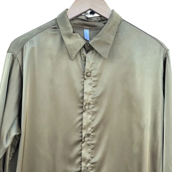 Kat The Label | Satin Pajama Shirt Olive | M - Picture 6 of 13